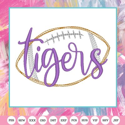 tigers football embroidery design